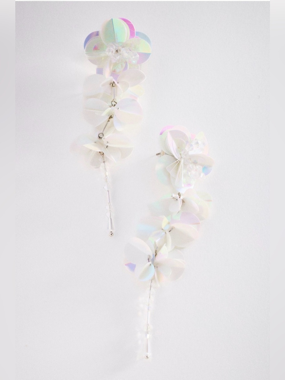 Anthropologie Paillette Floral Drop Earrings